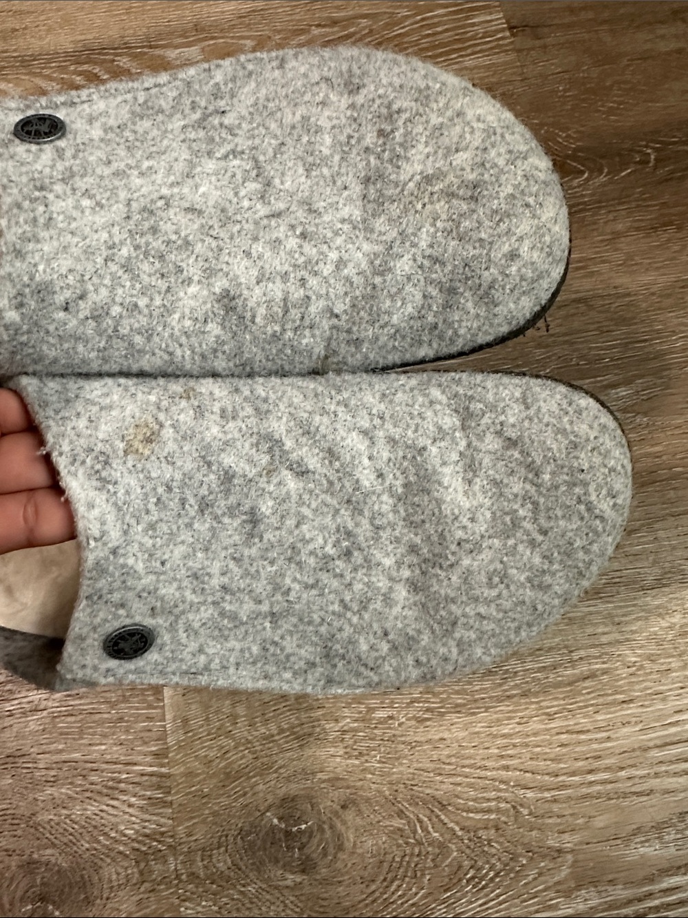Birkenstock Cream and Light Gray Wool Felt Slip-On Clog W9 M7 - Picture 4 of 7